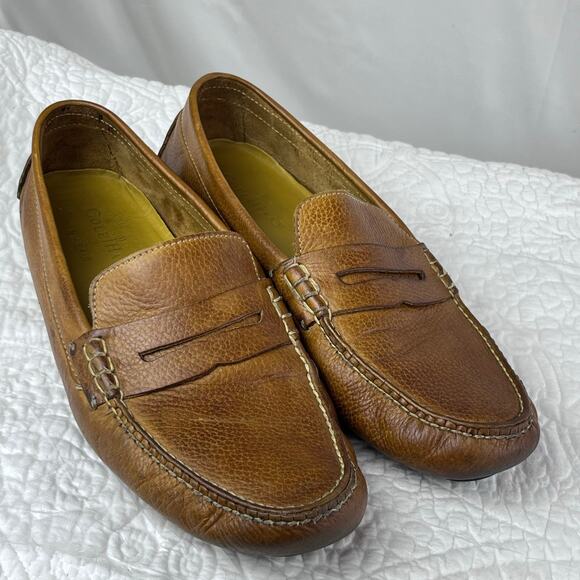 Cole Haan Men's Tan Pebbled Leather Preppy Summer Penny Loafers - Size 10.5 - Picture 1 of 9